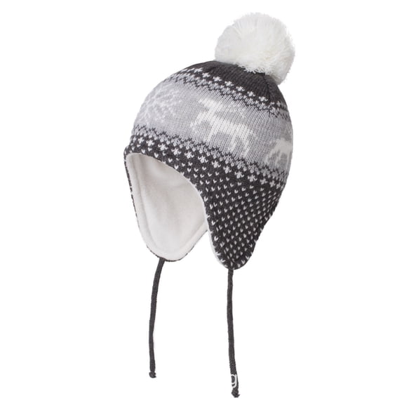 Penkiiy Toddler Boys Girls Beanie Hat Fleece Lined Knit Kids Hat with Ear Flaps Warm Winter Hat Acrylic Watch Hat M Gray