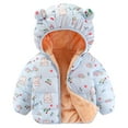 thumbnail image 1 of Penkiiy Toddler Boys Girls Puffer Packable Jacket Lightweight Water-Resistant Ears Dinosaur Prints Zip Hooded Kids Parka Coat 2 Years Light Blue, 1 of 3