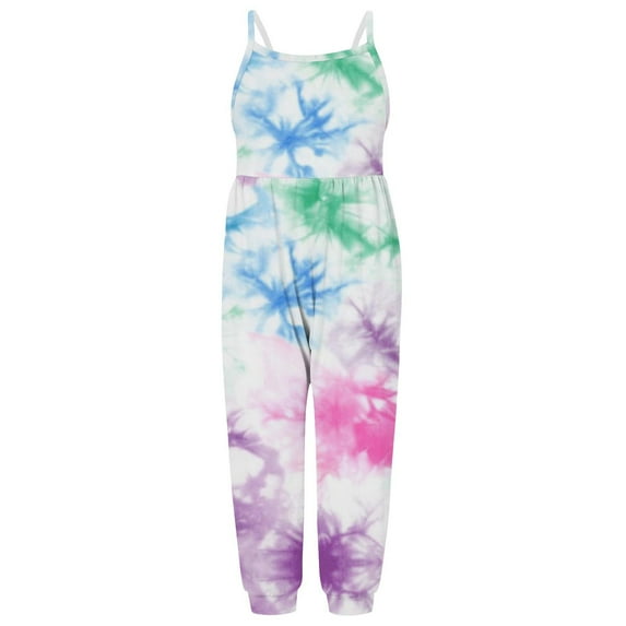 Penkiiy Toddler Girl Boys Baby Tie-dye Print Strap Jumpsuit for Toddler Girls Cute Harem Halter Romper Pants with Pockets 2 Years Multicolor