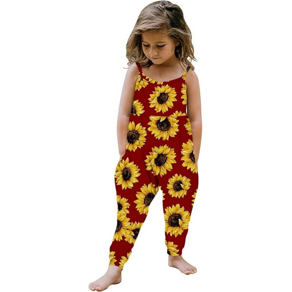 Penkiiy Toddler Girl Boys Romper Toddler Girls Kids Baby Jumpsuit 1 Piece Baby Chrysanthemum Print Matching Baby Toddler 1 Years Red