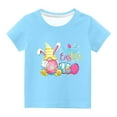 thumbnail image 1 of Penkiiy Toddler Girl Happy Easter Day Shirt Bunny Rabbit Hip Hop Outfit Egg Hunt Tshirt Short Sleeve Clothes Kid Tee Top 13 Years Sky Blue, 1 of 1