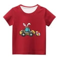 thumbnail image 1 of Penkiiy Toddler Girl Happy Easter Day Shirt Bunny Rabbit Hip Hop Outfit Egg Hunt Tshirt Short Sleeve Clothes Kid Tee Top 4 Years Red, 1 of 6
