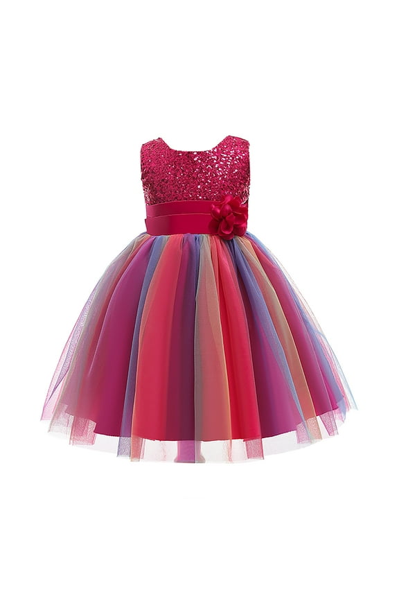 Toddler Girls Color Net Yarn Bowknot Birthday Party Flowers Gown Kids Dresses Toddler Girls Clothes 3-4 Years Hot On Sale