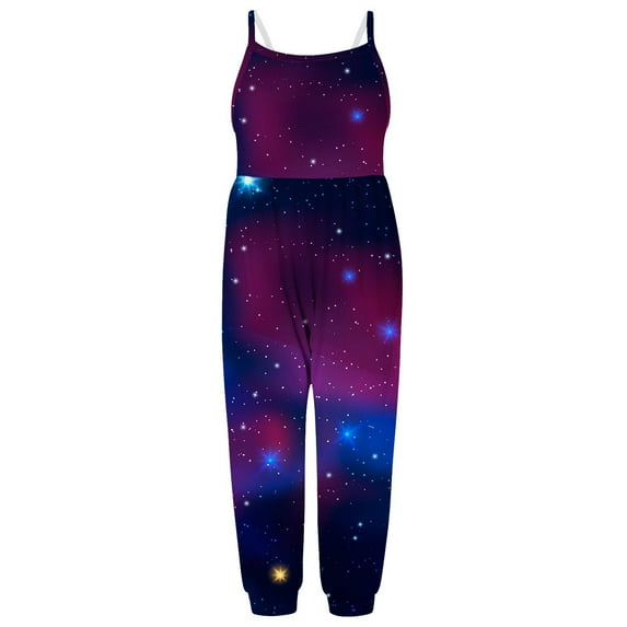 Penkiiy Toddler Girls Kids Jumpsuit One Piece Star Printed Playsuit Strap Romper Summer Outfits Clothes 5-6 Years Purple