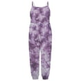 thumbnail image 1 of Penkiiy Toddler Girls Kids Jumpsuit One Piece Tie-Dye Printed Playsuit Strap Romper Summer Outfits Clothes 4-5 Years Purple, 1 of 5