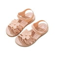 thumbnail image 1 of Penkiiy Toddler Girls Shoes PVC Weave Flowers Non-slip Shoes Soft Kid Hollow Out Sandals Cool Sandals for Kids 4.5-5 Years Pink 2023 Summer Deal, 1 of 4