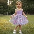 thumbnail image 1 of Penkiiy Toddler Girls' Summer Flutter Sleeve Dress | Rainbow Butterfly Embroidery | Breathable Tulle, Playtime & Party Outfit, 1 of 9