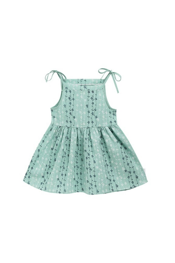 Toddler Kids Baby Girl Summer Seaside Beach Dress Sling Skirt Floral Skirt Easter Dresses for Toddler Girls 12-18 Months Green 2023 Summer Deal