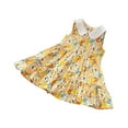 thumbnail image 1 of Penkiiy Toddler Kids Baby Girls Fashion Cute Sleeveless Sweet Flower Print Ruffle Dress Princess Dress up 7-8 Years Yellow 2023 Summer Deal, 1 of 4