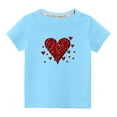 thumbnail image 1 of Penkiiy Toddler Kids Boys Girls Cotton T-shirt Fashion Cute Round Neck Valentine's Day Print Tee Short Sleeve Top 9-10 Years Blue, 1 of 1
