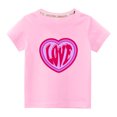 thumbnail image 1 of Penkiiy Toddler Kids Boys Girls Fashion Cute Round Neck Print Short Sleeve Top 3-4 Years Pink, 1 of 6