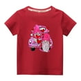 thumbnail image 1 of Penkiiy Toddler Kids Boys Girls Fashion Cute Round Neck Print Short Sleeve Top 3-4 Years Red, 1 of 6