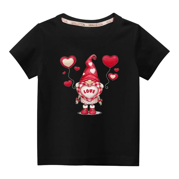 Penkiiy Toddler Kids Boys Girls Fashion Cute Round Neck Print Short Sleeve Top 4-5 Years Black