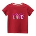 thumbnail image 1 of Penkiiy Toddler Kids Boys Girls Fashion Cute Round Neck Print Short Sleeve Top 4-5 Years Red, 1 of 6