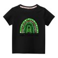 thumbnail image 1 of Penkiiy Toddler Kids Boys Girls Fashion Cute Round Neck Print Short Sleeve Top 9-10 Years Black, 1 of 6