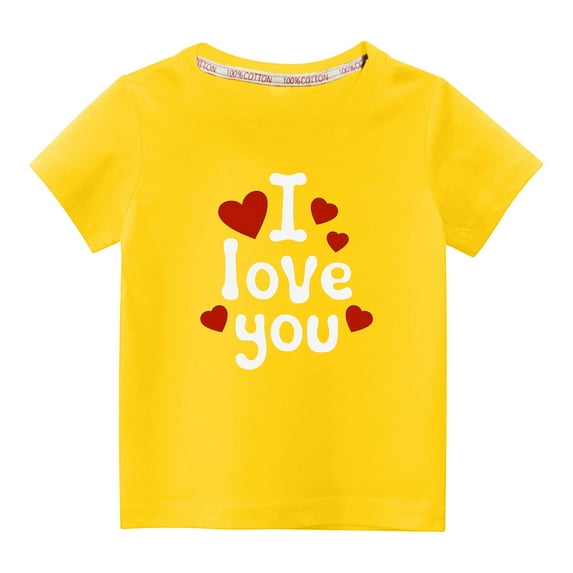 Penkiiy Toddler Kids Boys Girls Fashion Cute Round Neck Print Short Sleeve Top 9-10 Years Yellow