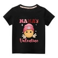 thumbnail image 1 of Penkiiy Toddler Kids Boys Girls Fashion Cute Solid Color Round Neck Valentine's Day Heart Print Short Sleeve Top 3-4 Years Black, 1 of 4