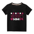 thumbnail image 1 of Penkiiy Toddler Kids Boys Girls Fashion Cute Solid Color Round Neck Valentine's Day Heart Print Short Sleeve Top 4-5 Years Black, 1 of 4
