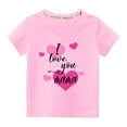 thumbnail image 1 of Penkiiy Toddler Kids Boys Girls Fashion Cute Solid Color Round Neck Valentine's Day Heart Print Short Sleeve Top 5-6 Years Pink, 1 of 4