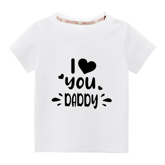 Penkiiy Toddler Kids Boys Girls Fashion Cute Solid Color Round Neck Valentine's Day Heart Print Short Sleeve Top 7-8 Years White