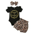 thumbnail image 1 of Penkiiy Toddler Kids Girl Summer Mother's Day Letter Leopard Printed Outfit Headband Set kids Baby Easter Romper 0-3 Months Black 2023 Summer Deal, 1 of 9