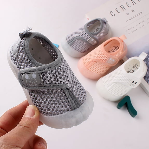 Penkiiy Toddler Shoes Baby First-Walking Breathable Mesh Infant Boys Girls Soft Trainers Ankle Support First Walkers Baby Boy Shoesfor18-24 Months Gray On Clearance