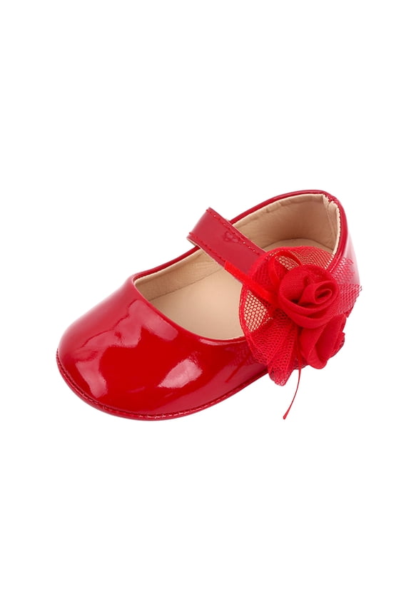 Toddler Shoes Baby Girls Cute Fashion Flowers Non-slip Soft Bottom Princess Sandals Smart Step First Walkers Shoes 12-18 Months Red 2023 Summer Deal