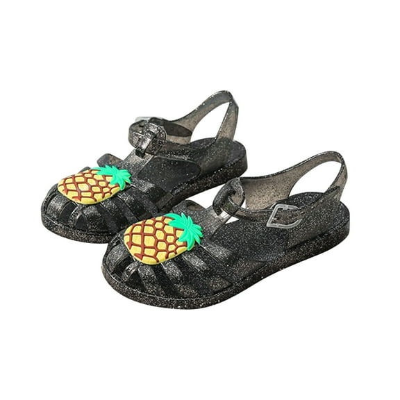 Penkiiy Toddler Shoes Baby Girls Cute Fruit Jelly Colors Hollow Out Non-slip Soft Sole Beach Roman Sandals House Slippers for Kids Summer 3 Years Black On Sale