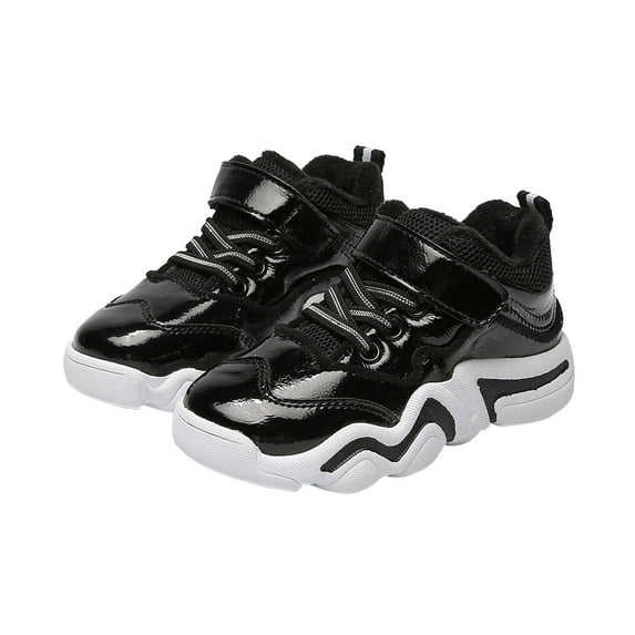 Penkiiy Toddler Shoes Spring And Leather Boys Fashion Lightweight Breathable Wear-Resistant Sports Casual Shoes Black Kid Shoes for 18-24 Months