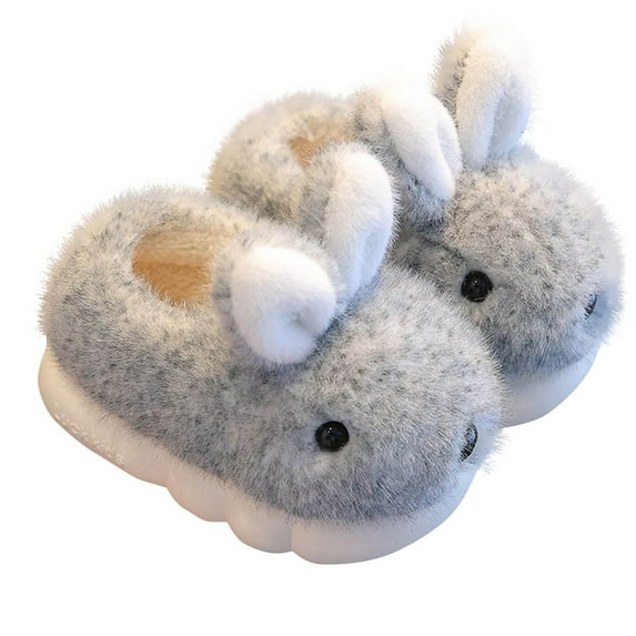Penkiiy Toddler Slippers Girl Boy House Slipper Kids Rabbit Winter Slipper Warm Bunny Slippers Soft Plush Indoor Girls Boys Slipper 1 Years Gray