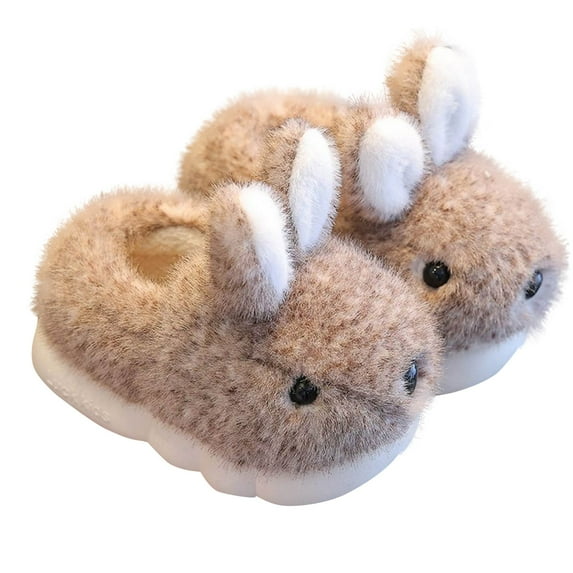 Penkiiy Toddler Slippers Girl Boy House Slipper Kids Rabbit Winter Slipper Warm Bunny Slippers Soft Plush Indoor Girls Boys Slipper 2 Years Coffee