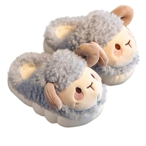 Penkiiy Toddler Slippers Girls Boys Sheep Slippers, Cute Soft Plush Anti-Slip House Kids Girls Slippers Sheep Warm Winter Slippers for Indoor Outdoor 1 Years Sky Blue