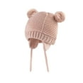 thumbnail image 1 of Penkiiy Toddler Winter Hat Knitted Boys Girls Baby Beanie Double Pom Pom Kids Baby Winter Hat Fall Winter Hats L Pink, 1 of 4