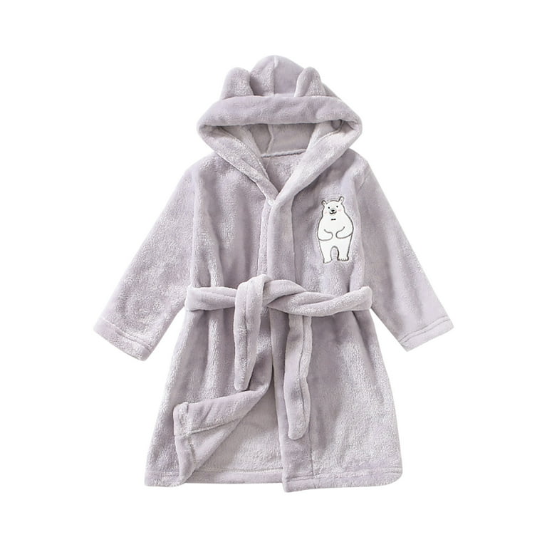 Penkiiy Toddlers Boys Girls Hooded Robe Soft Fleece Bathrobe