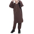 thumbnail image 1 of Penkiiy Trending Now: Boys Arabic Muslim Robe Set - Premium Cotton Prayer Thobe with Elastic Waist & Stylish Button Design for Daily Comfort, 1 of 8