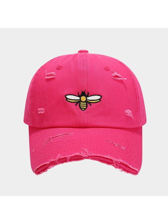 Trendy Bee Embroidery Washed Baseball Dad Hat - UPF50+ Adjustable Sun Protection & Unisex Fashion Cap