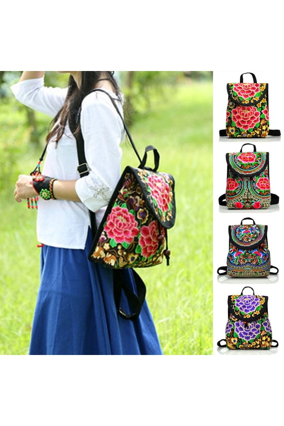 Trendy Embroidered Backpack for Women - Stylish Travel Bag, Perfect Gift & Boho Chic Design