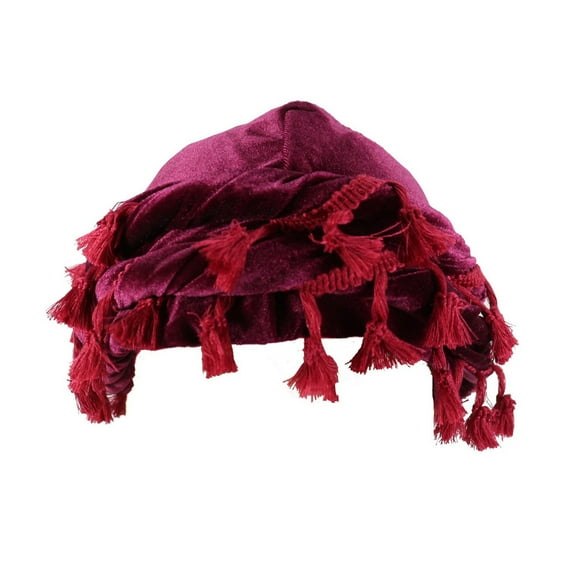 Penkiiy Trendy Velvet Turban Hat for Women & Men - Double Satin Lining, Stylish Fringe Trim, Boho Unisex Headwrap