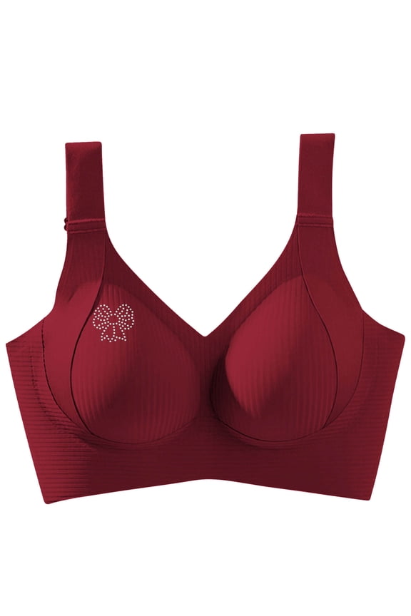Ultra Comfort Breathable Wireless Seamless Bra for Women - T-Shirt Bra with Rhinestone Design