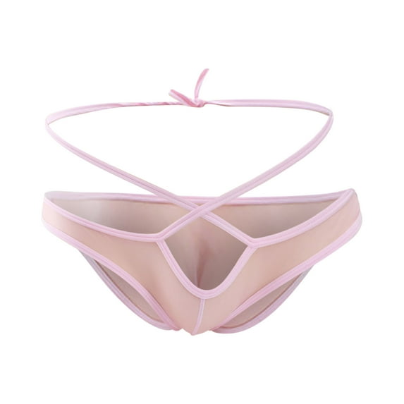 Penkiiy Underwear for Men Men's Thong Bright Printed Low Waist Elastic Sexy Low Waist Men's T Top Briefs Pink Underwear