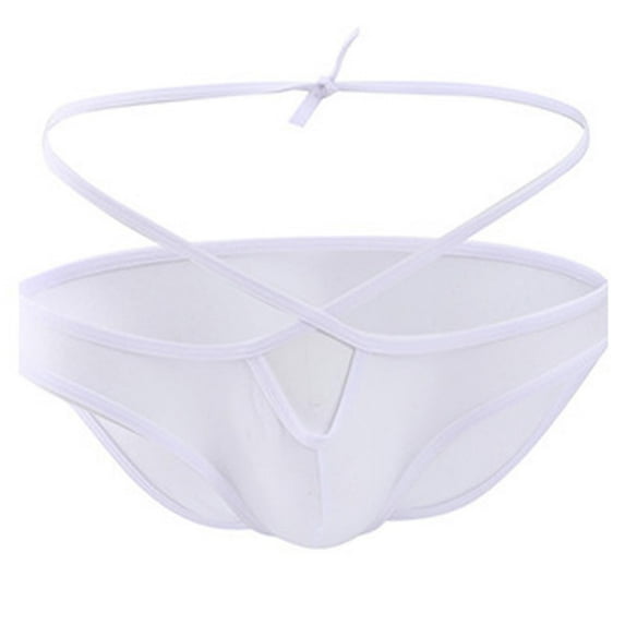 Penkiiy Underwear for Men Men's Thong Bright Printed Low Waist Elastic Sexy Low Waist Men's T Top Briefs White Underwear