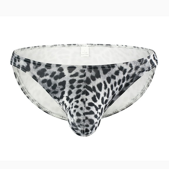 Penkiiy Underwear for Men Men's Underwear Low Waist Underwear Leopard Print Men's Briefs White Underwear