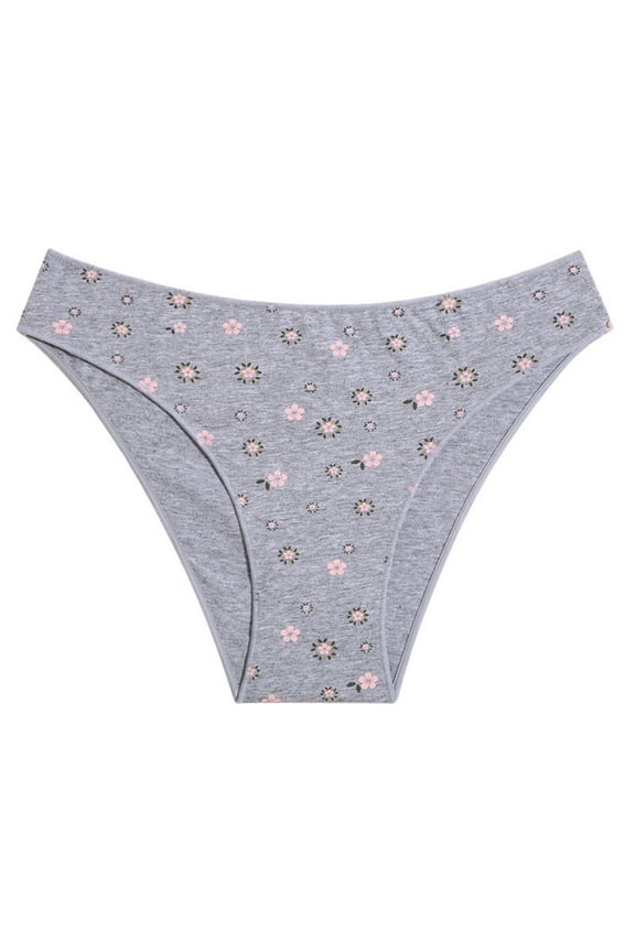 Underwear for Women Women's Fashion Printing Flower Briefs Transparent Sexy Cotton Underpants Gray Underwear