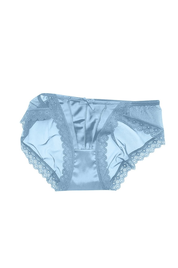 Underwear for Women Women's French Vintage Satin Color Lace Panties Sexy Mesh Briefs Blue Underwear