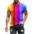 thumbnail image 1 of Penkiiy Unisex 3D Colorful Rainbow Print Graphic Tee Shirts for Men Women and Teens XL Purple, 1 of 4