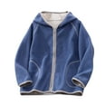 thumbnail image 1 of Penkiiy Unisex Boys Girls Sherpa Fleece Lined Hoodie Zip Up Jacket Kids Winter Warm Outwear Sweatshirts 5 Years Dark Blue, 1 of 6