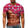 thumbnail image 1 of Penkiiy Valentine's Day Heart Print Men's Muscle Short Sleeve T-Shirt 3D Printing Casual Funny Top Novelty Pattern Short-Sleeved Shirt T-Shirt XL Khaki, 1 of 5