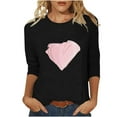 thumbnail image 1 of Penkiiy Valentines Day Shirts Women Cute Heart Shirt Casual Valentines Shirts for Women Long Sleeve Graphic Tees Tops XS Black, 1 of 5