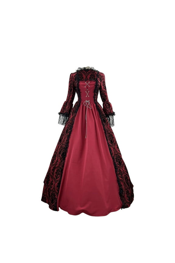 Victorian Dress for Women 1800S Medieval Renaissance Dress Corset Flare Sleeve Vintage Dress Cocktail Party Ball Gown M Red