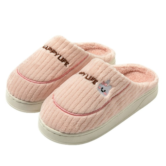 Penkiiy Warm Slippers for Women Cartoons Cute Cotton Slippers for Men Indoor Fall And Winter Women's Confinement Shoes Thick-Soled Couple Pelt Slippers for Women Pink Slippers